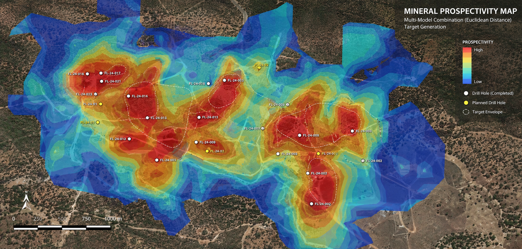 MPM tool — prospectivity raster output and weighted layer controls